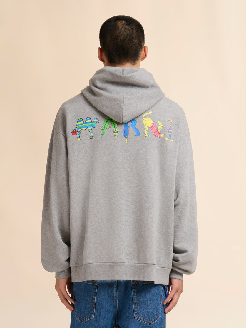 Grey cotton sweatshirt with Marni Animal Alphabet print, Image 3