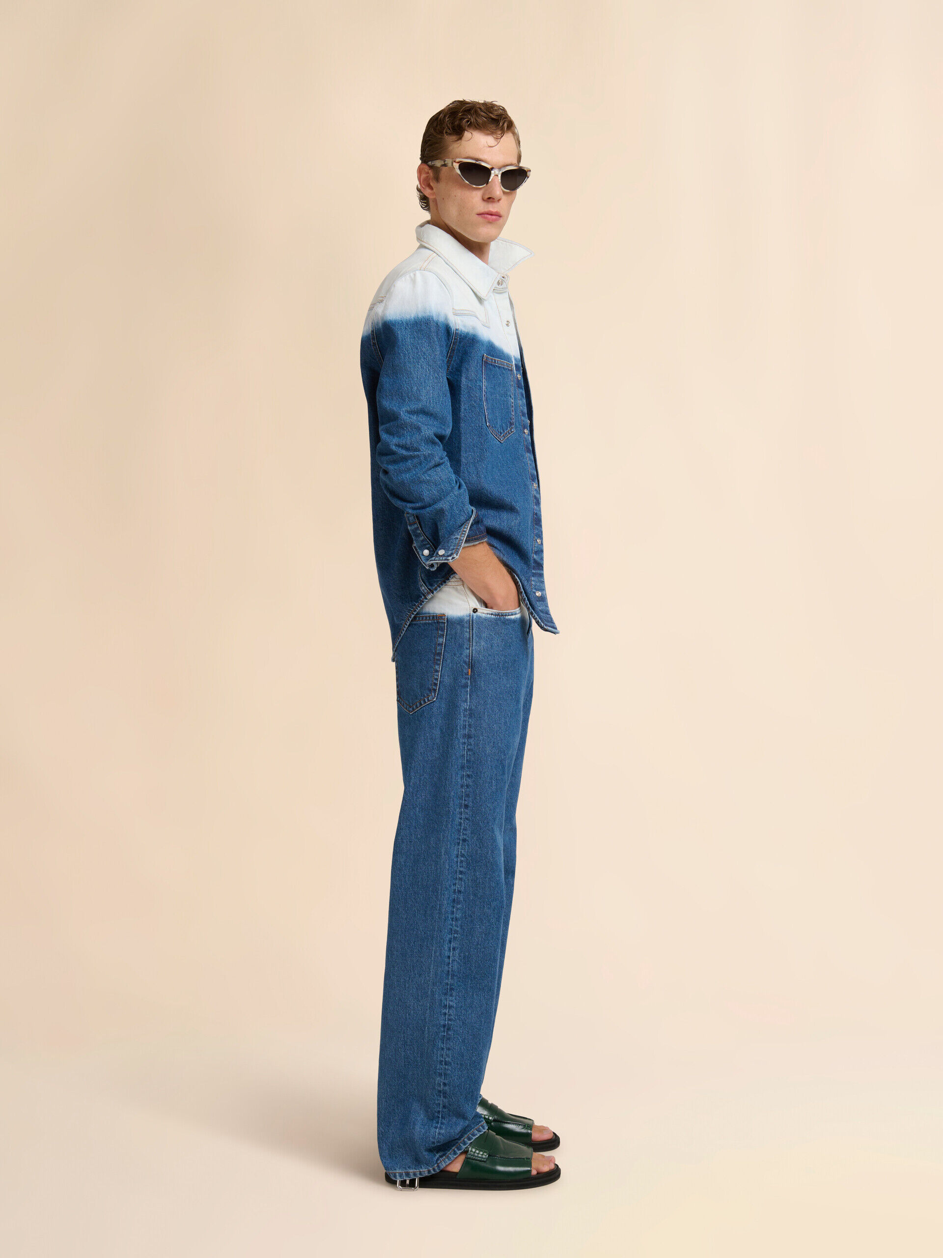 Blue denim shirt with degradé finish | Marni