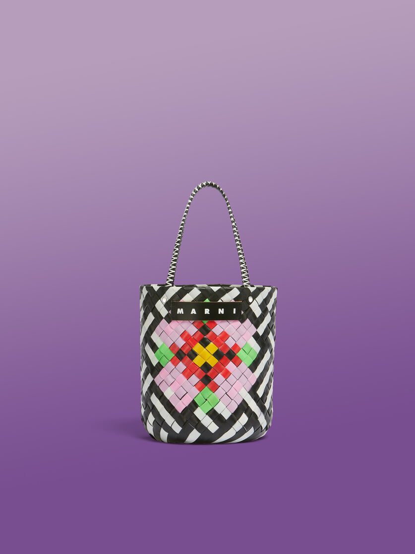 ブラック ホワイト フラワー MARNI MARKET バケットバッグ | Marni