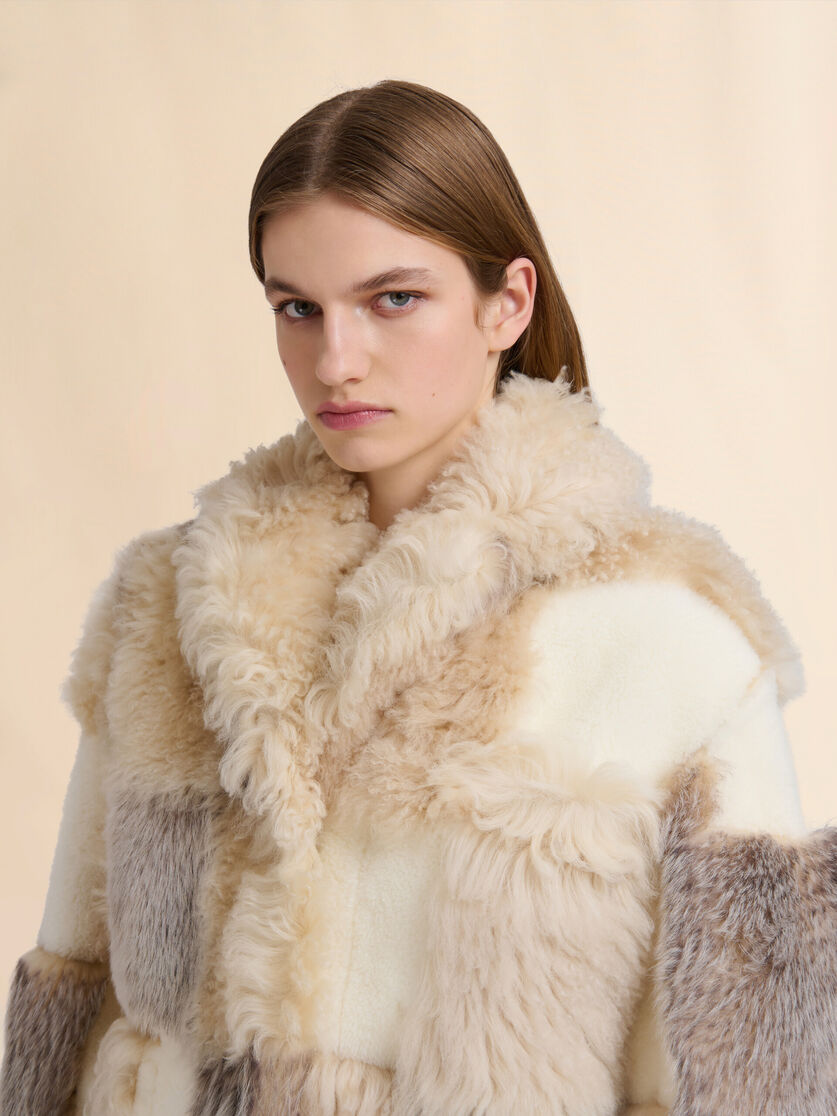 Cream mixed shearling jacket - Jackets - Image 4