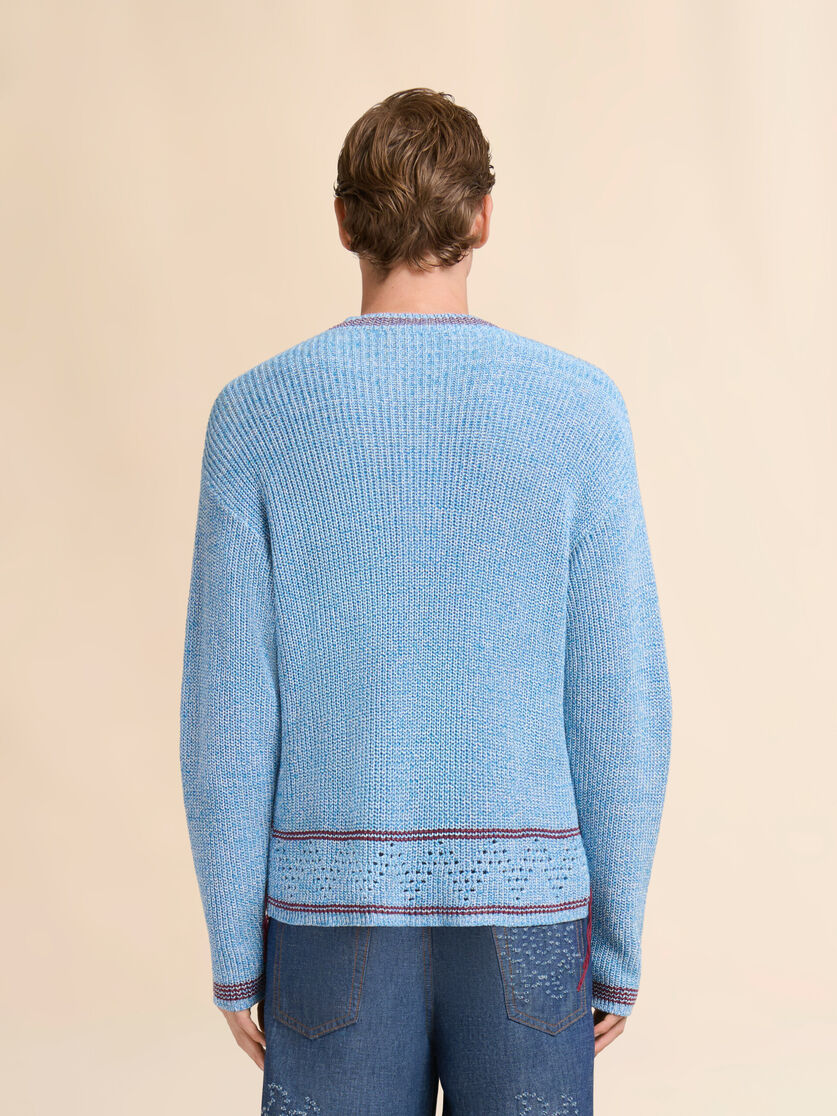 Blue mouliné cotton jumper with Marni Mending, Image 3