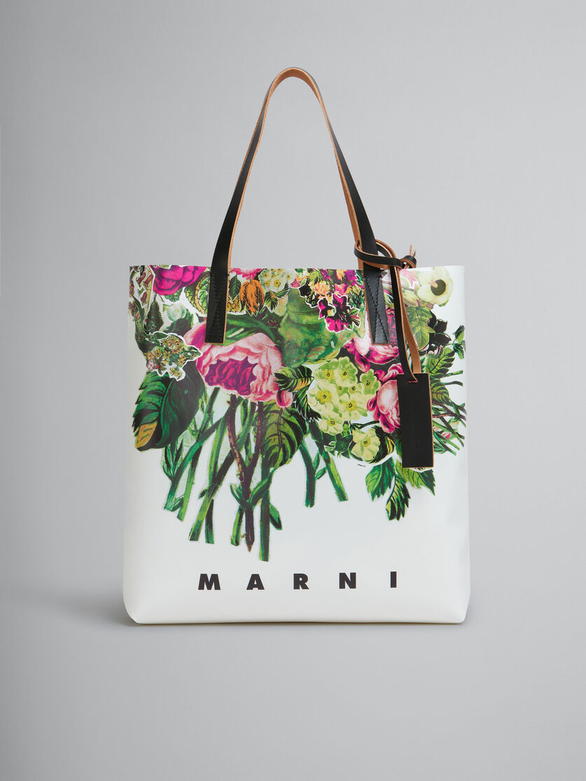 White Tribeca shopper with Mystical Bloom print - Shopping Bags - Image 1