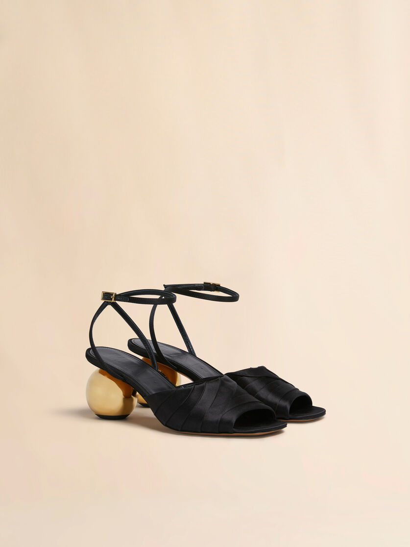 Pink folded satin sandal with spherical heel - Sandals - Image 2