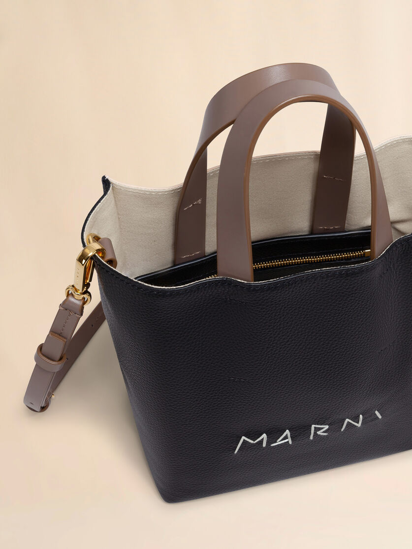 Museo Soft Mini Bag in ivory and brown leather with Marni Mending - Shopping Bags - Image 3