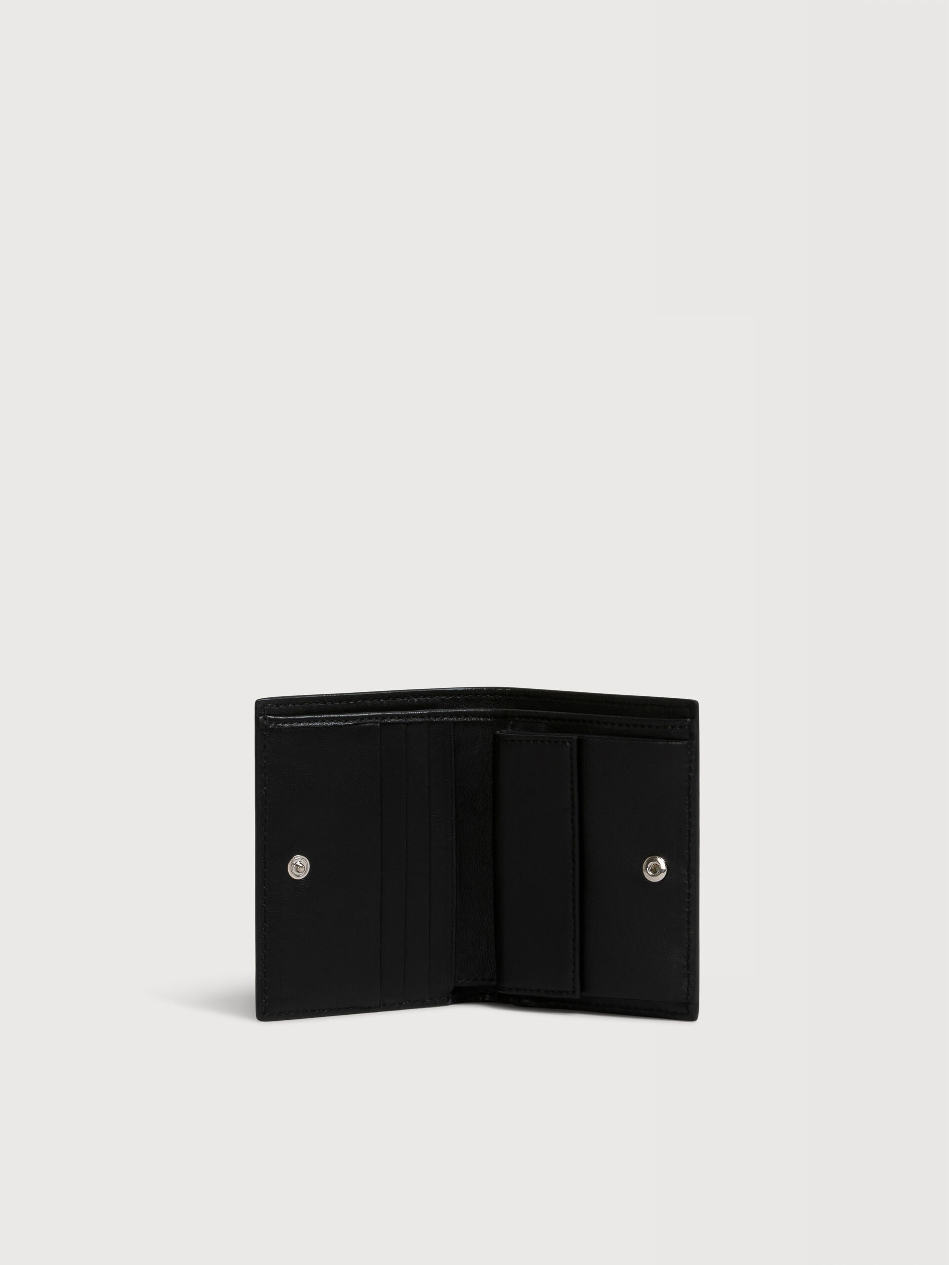 Black leather bifold wallet with Marni Mending embroidery | Marni