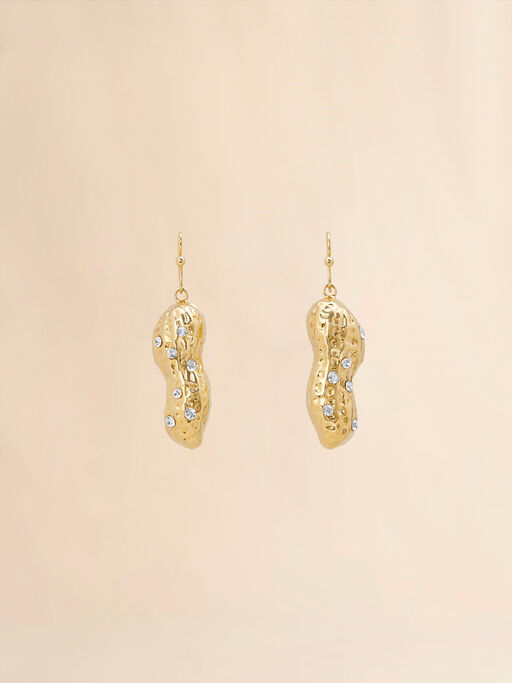 Gold peanut drop earrings - Earrings
