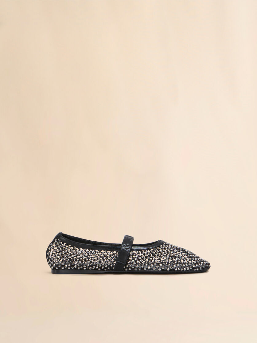 Mary Jane Ballerina aus schwarzem Mesh mit Kristallen - Mokassins - Image 1