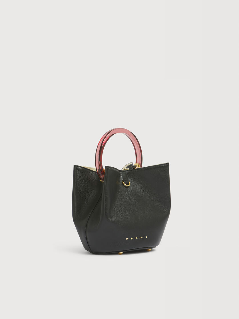 Black leather Pannier bucket bag, Image 5