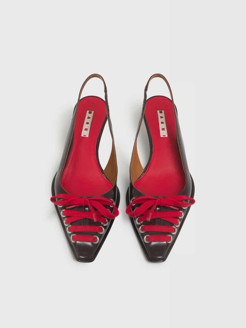 Deep brown leather lace-up slingback, Image 4
