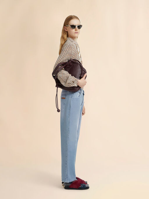 Pink and beige crêpe de chine shirt with Criss Cross print - Shirts