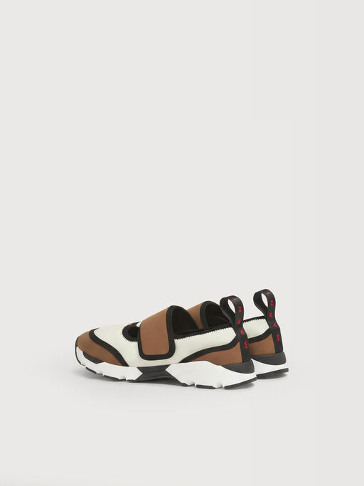 White and light brown lycra Mary Jane sneaker - Sneakers
