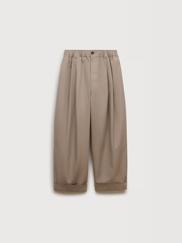 Gray canvas pants with pleats - Pants
