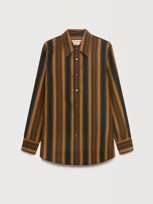 Orange Degrad&eacute; Stripe cotton-silk shirt - Shirts