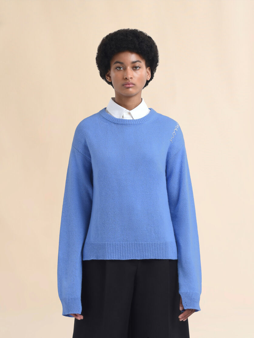 Indigo boxy cashmere jumper with Marni Symbol - Pullovers - Image 2