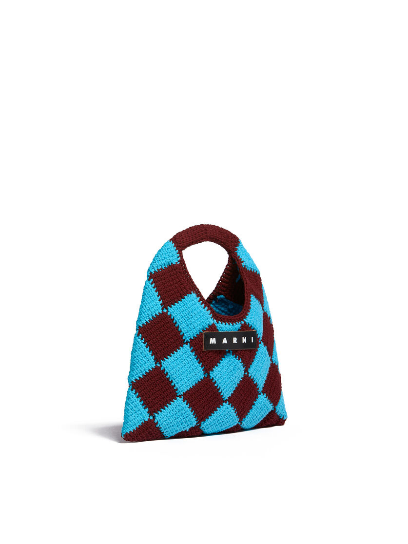 MARNI MARKET DIAMOND mini bag in blue and brown tech wool - Shopping Bags - Image 2
