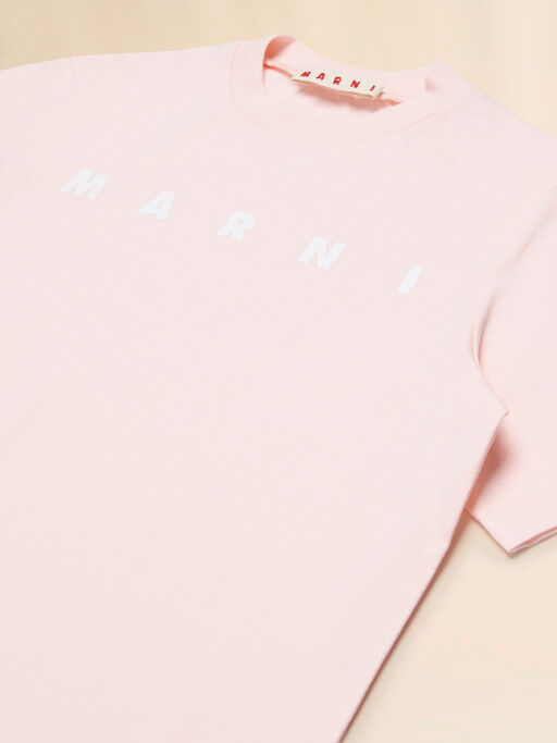 Pink cotton T-shirt with Marni logo print - T-shirts