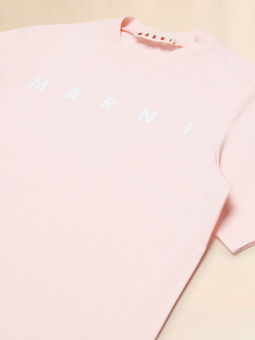 Pink cotton T-shirt with Marni logo print, Image 3