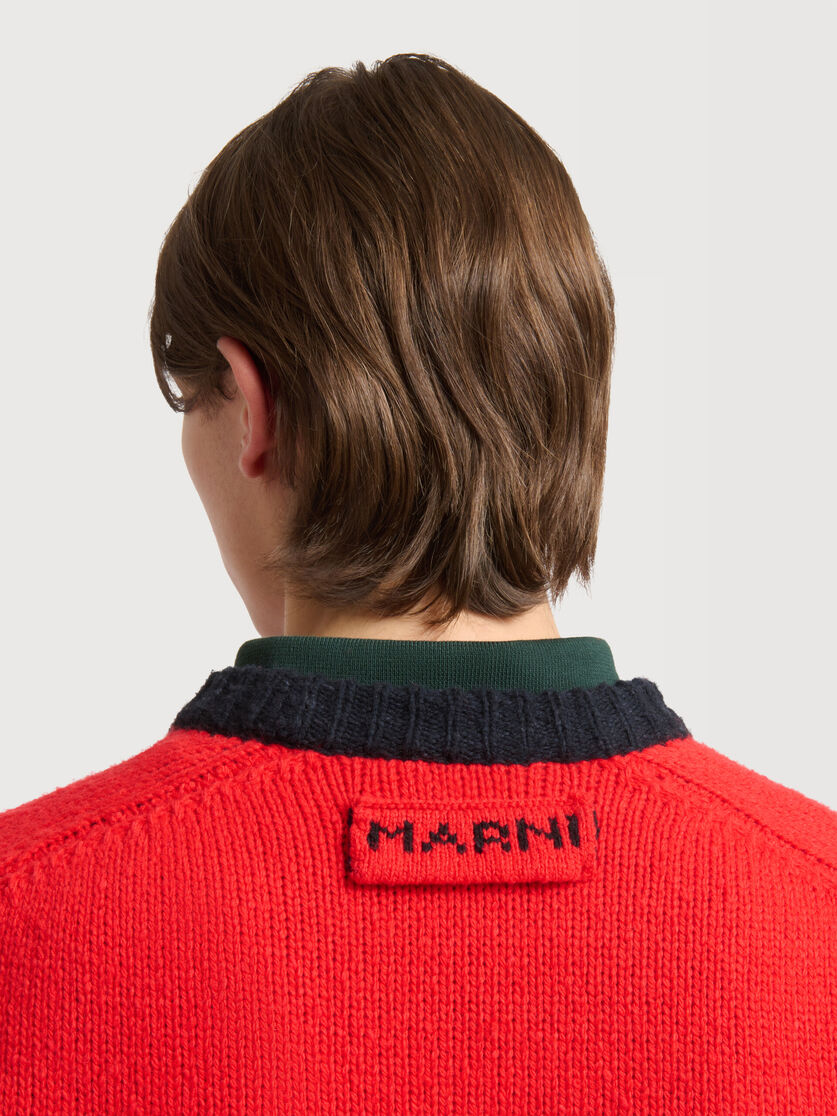 Red wool jumper with M intarsia, Image 5