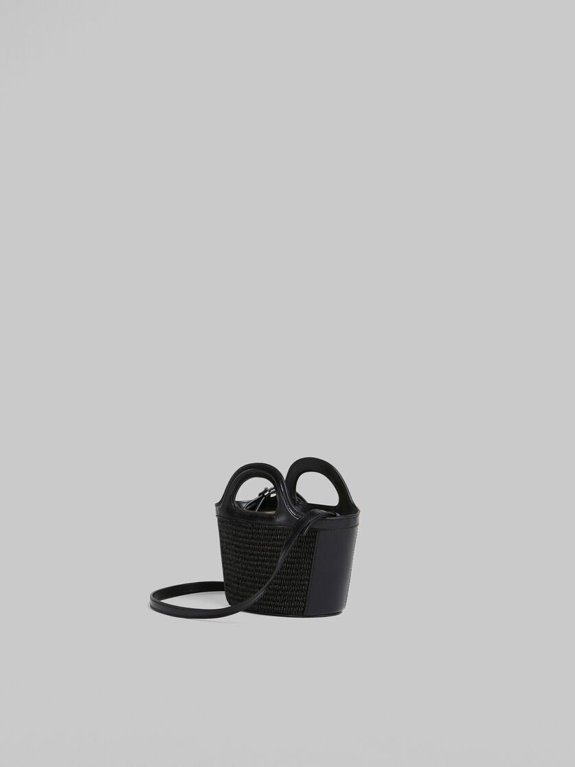 Tropicalia Micro Bag in light blue leather and raffia-effect fabric - Handbag - Image 3