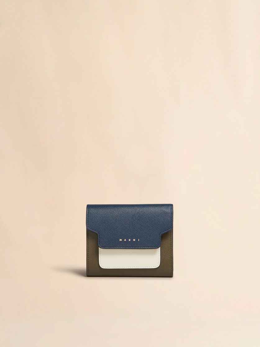 Light green white and brown saffiano leather wallet - Wallets - Image 1