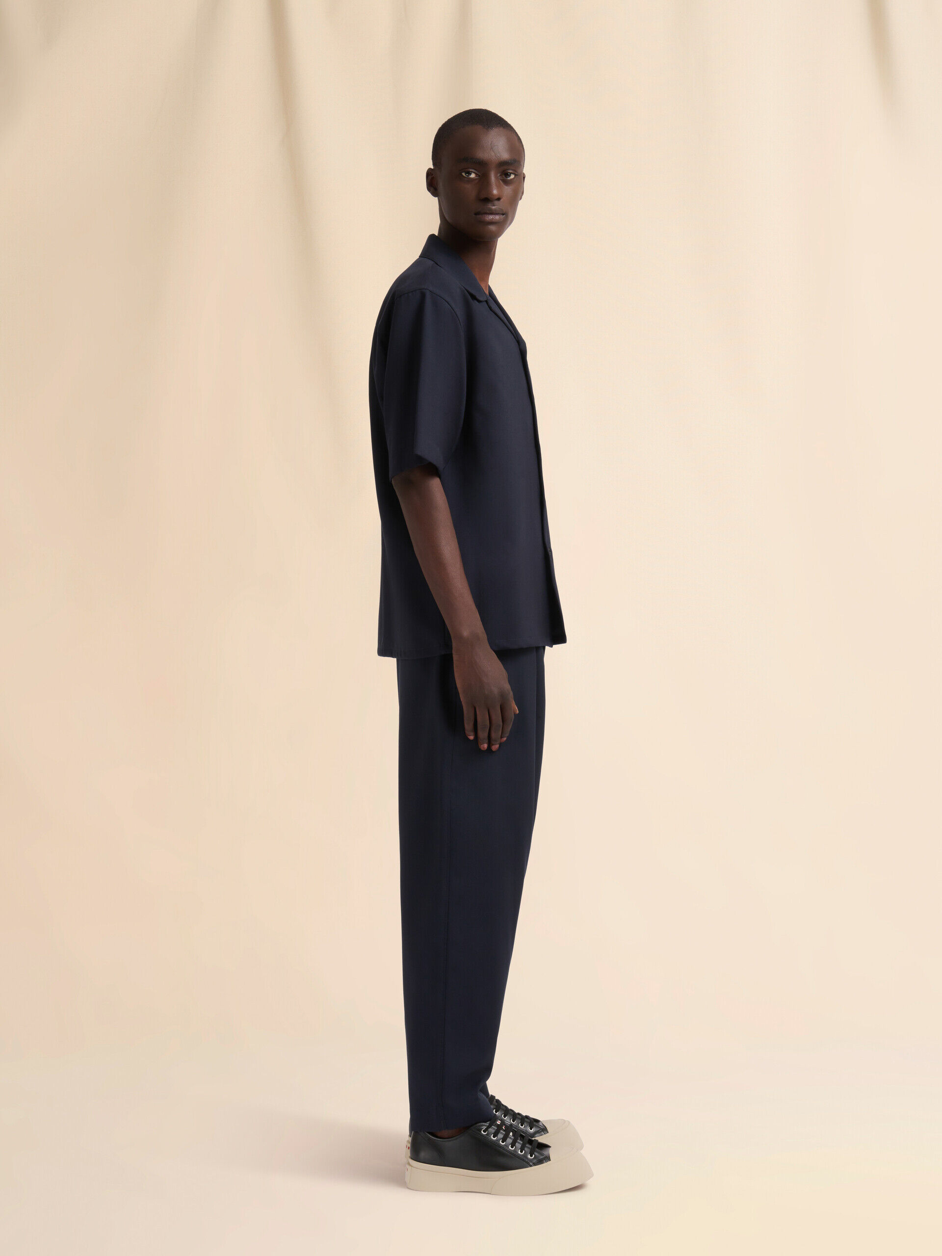 Dark blue tropical wool bowling shirt | Marni