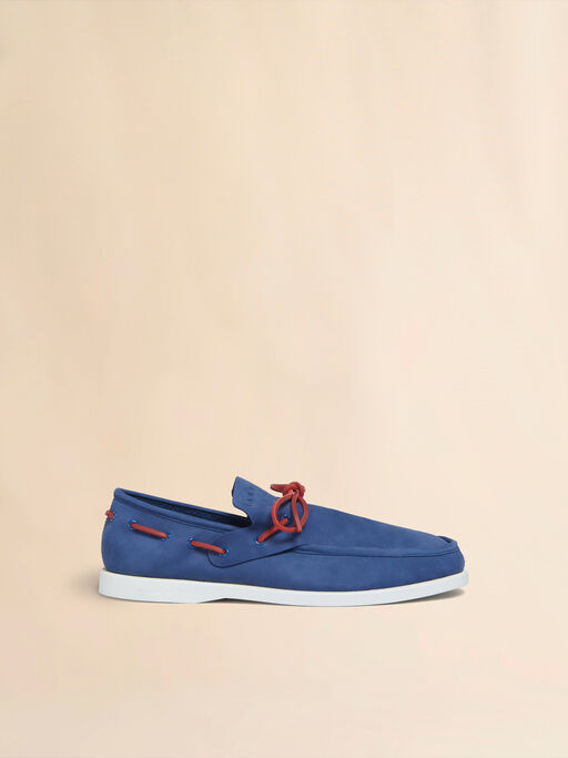 Blaue Bootsschuhe aus Nubukleder - Schnürschuhe