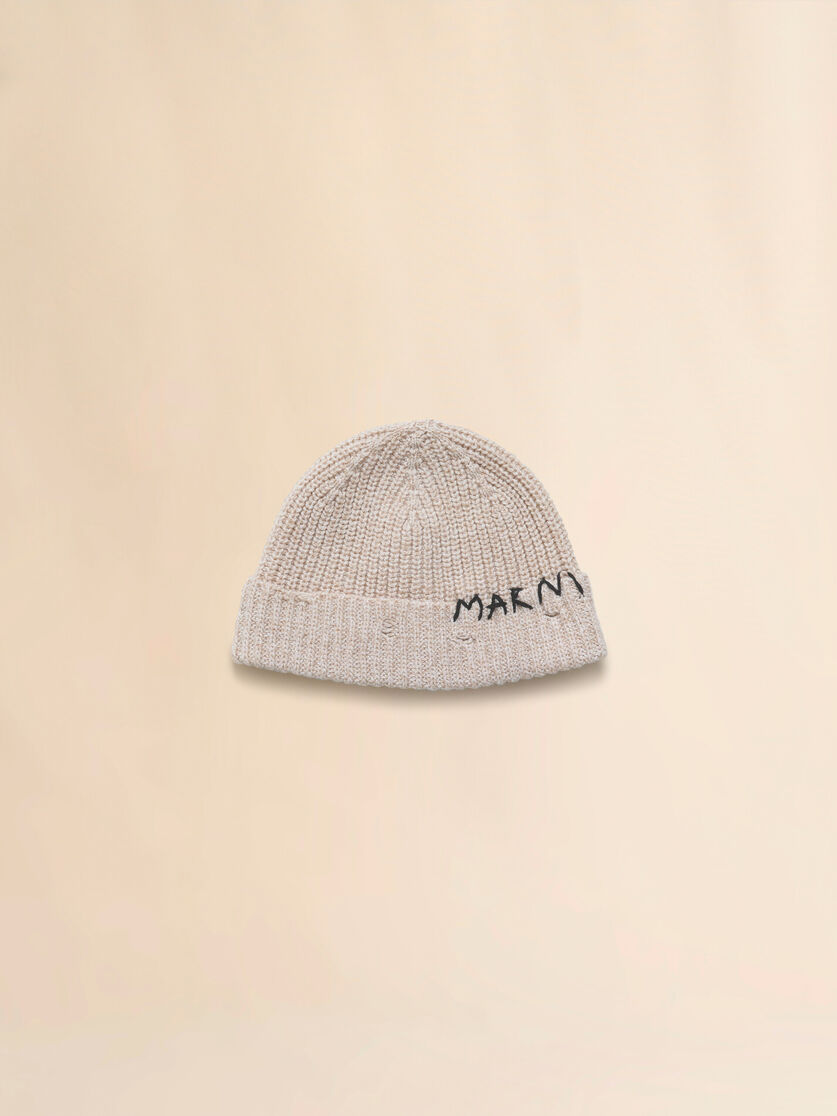 ベージュ ウールビーニー、マルニメンディング刺繍入り - 手袋 - Image 1