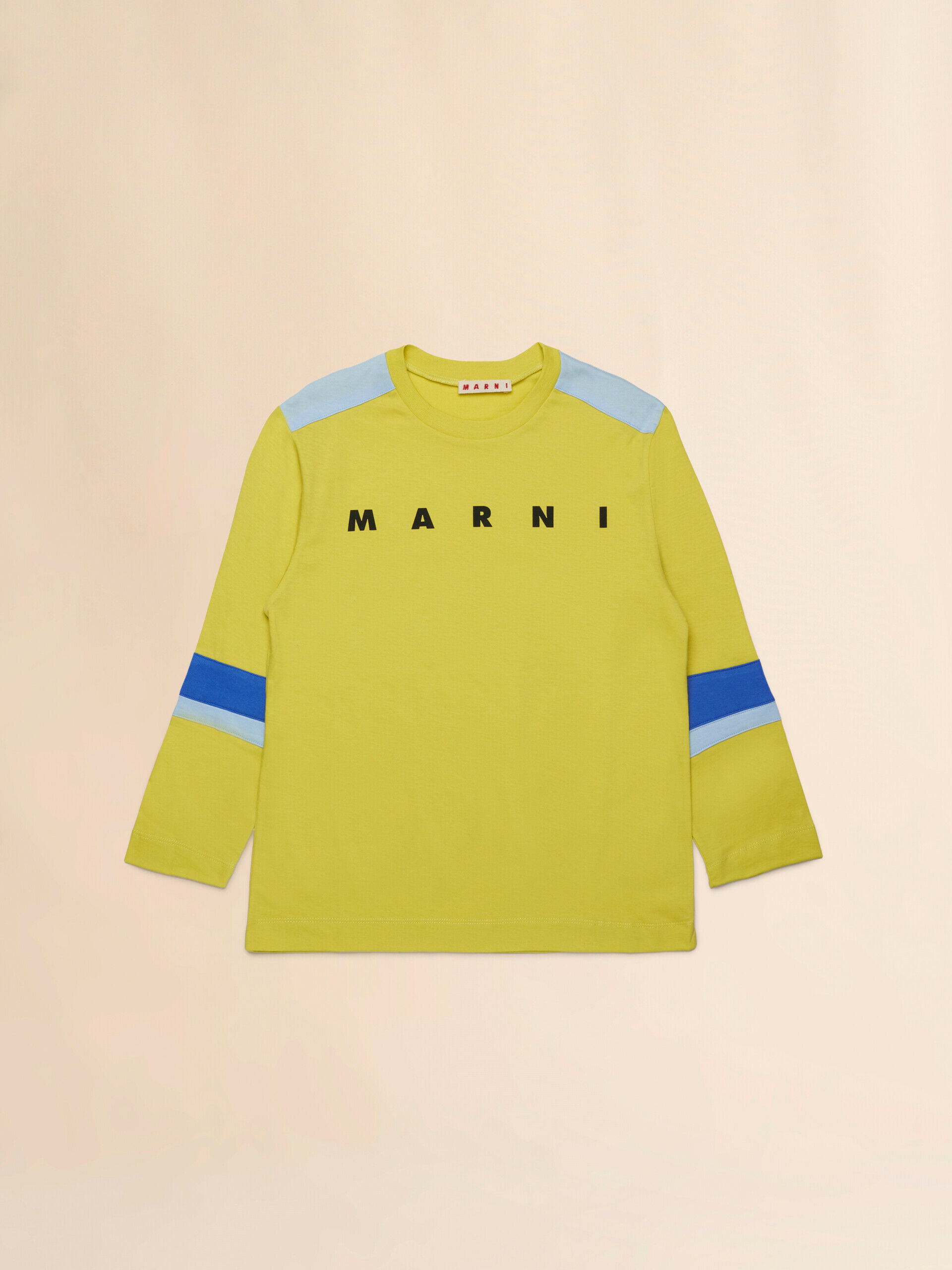 Yellow long-sleeved T-shirt with sleeve stripes | Marni