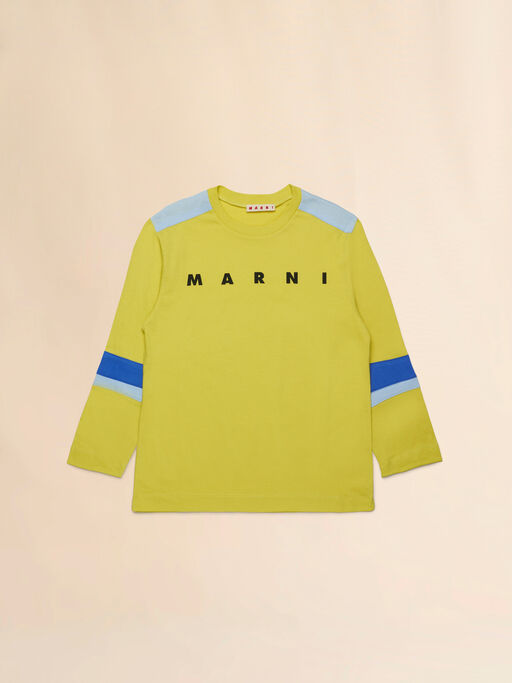 Yellow long-sleeved T-shirt with sleeve stripes - T-shirts
