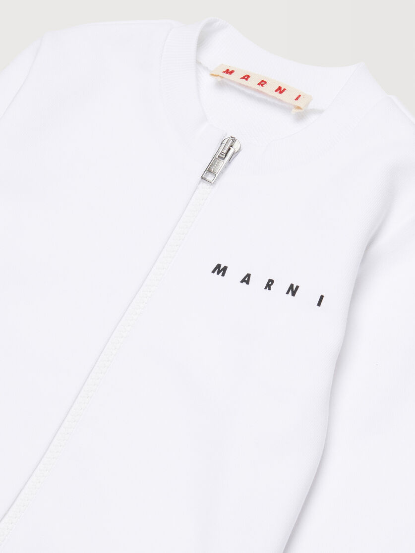 White cotton zipper sweatshirt with Marni print, Image 3