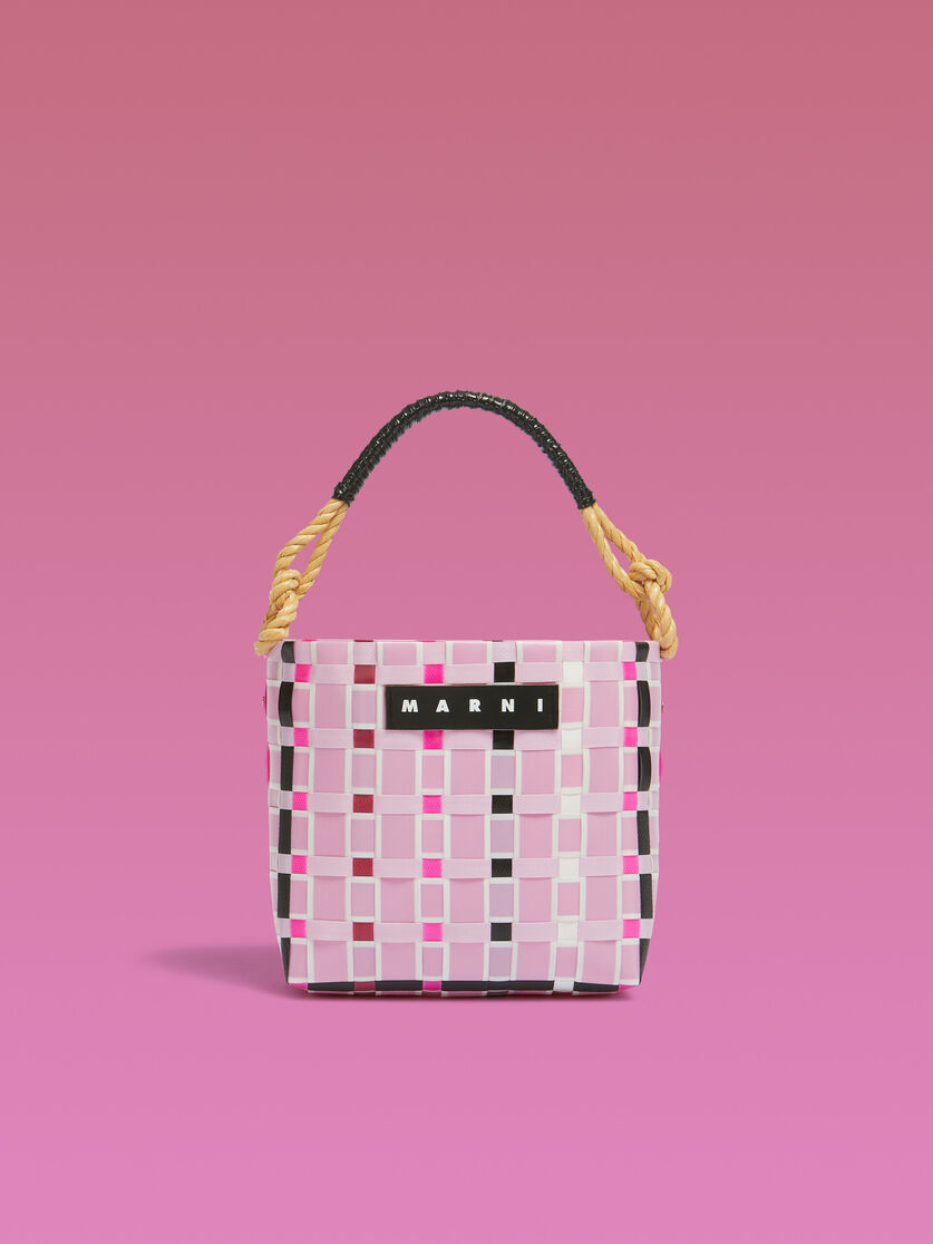 Pink checked Marni Market Sunday Basket Bag - Shopping Bags - Image 1