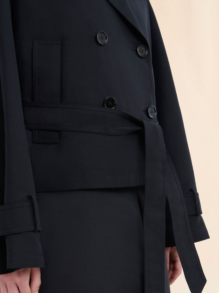 Trench-coat court en coton noir avec broderie Marni Symbol - Manteaux - Image 5