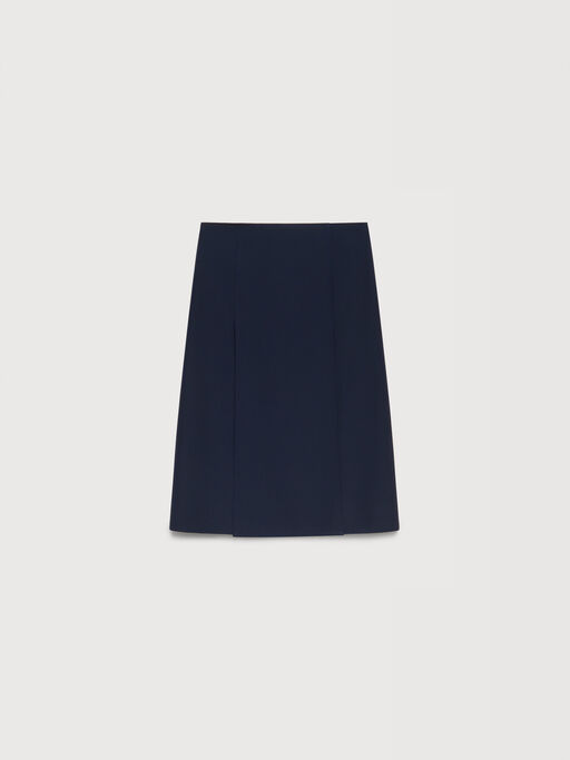 Deep blue techno wool skirt with pleats - Skirts