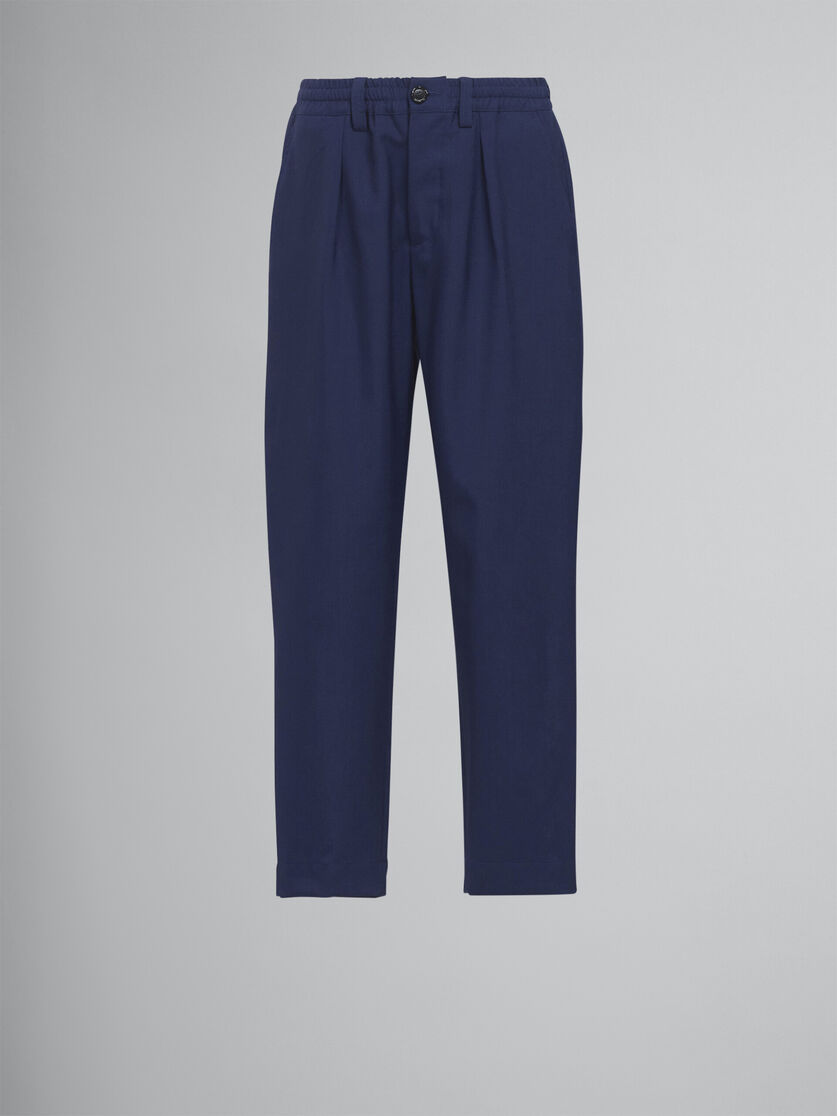 Kurz geschnittene Hose aus blauer Tropenwolle - Hosen - Image 1