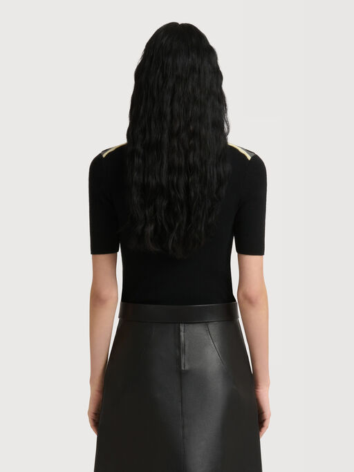 Black wool jumper with 3D wave - Pullovers