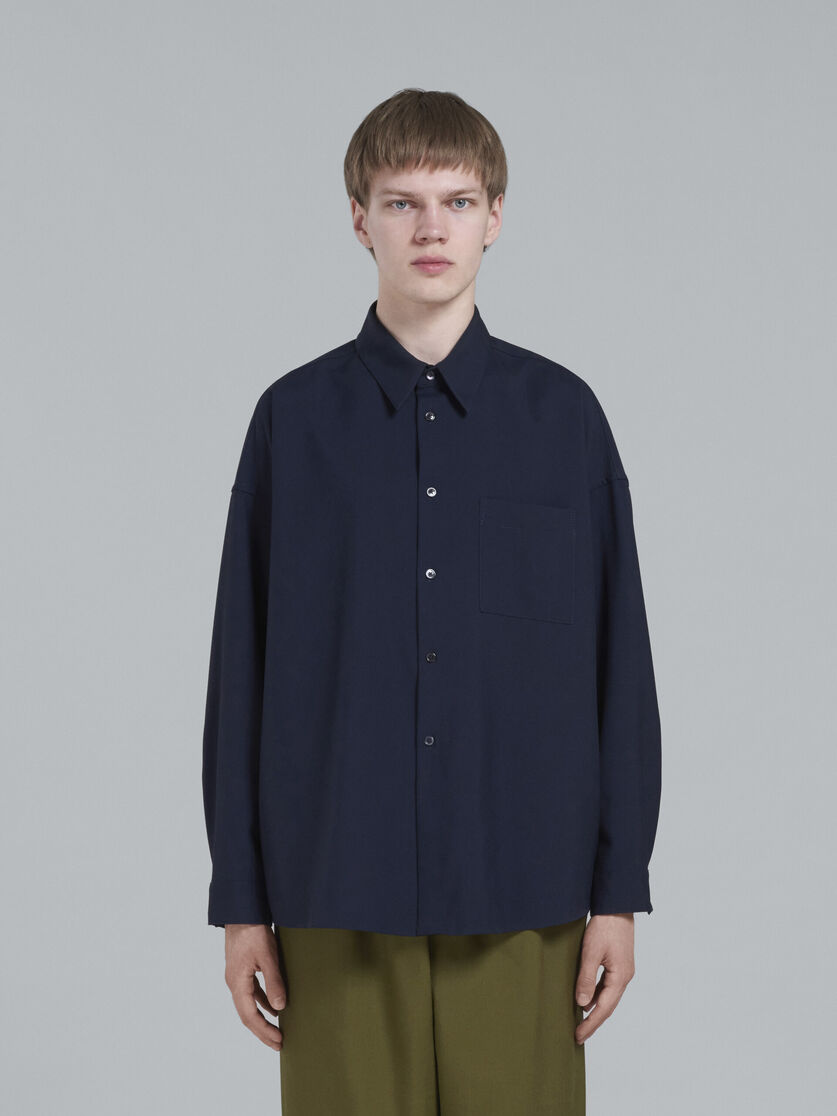 Camisa de lana tropical azul y negra - Camisas - Image 2