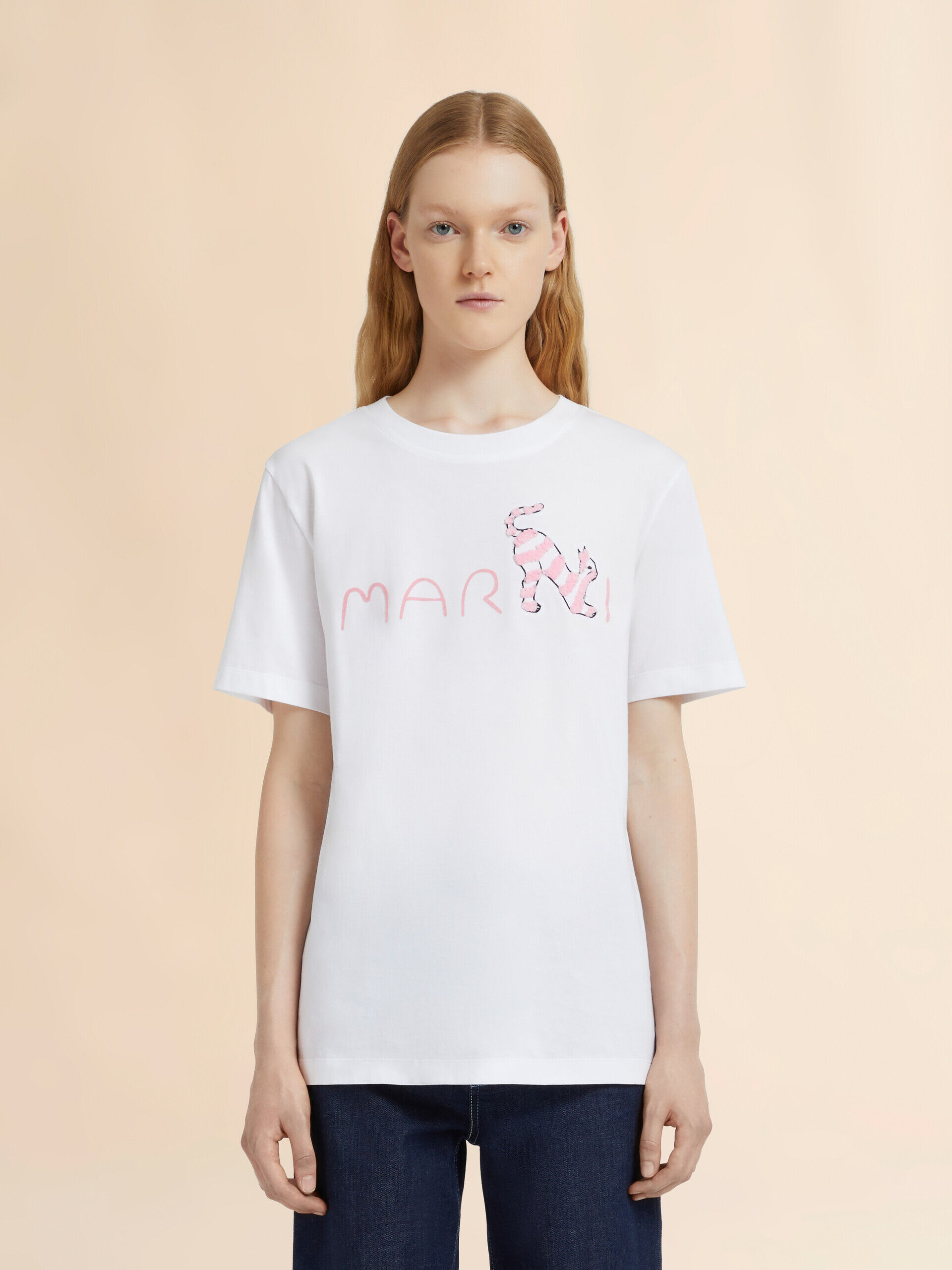 MARNI Animal Alphabetロゴ ホワイト コットンTシャツ Animal Alphabetロゴ ホワイト コットンTシャツ | Marni