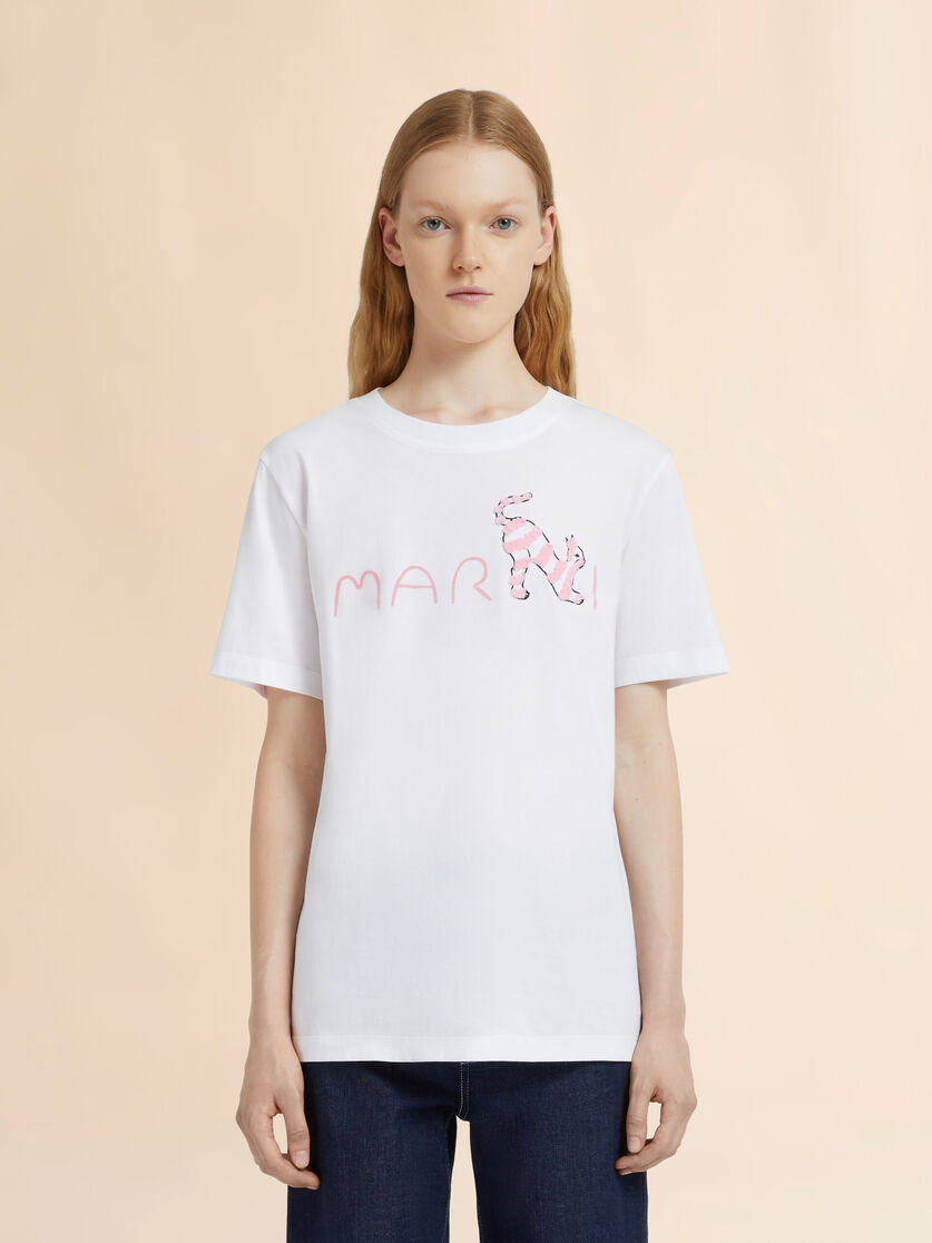 Animal Alphabetロゴ ホワイト コットンTシャツ, Image 2