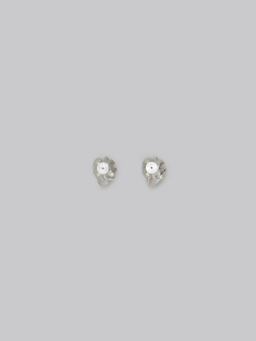 Metal flower stud earrings with blue crystals - Earrings - Image 3