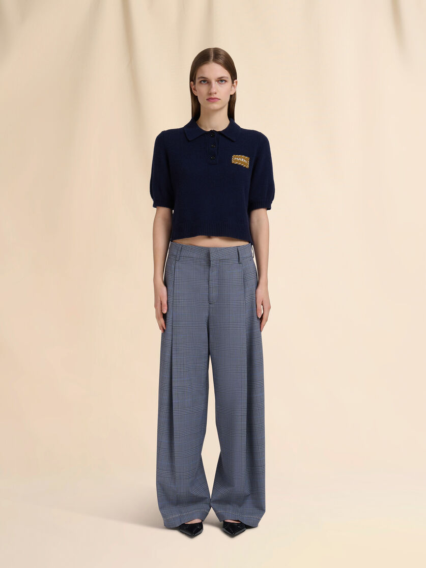 Blue wool trousers with Prince of Wales check - Pants - Image 2