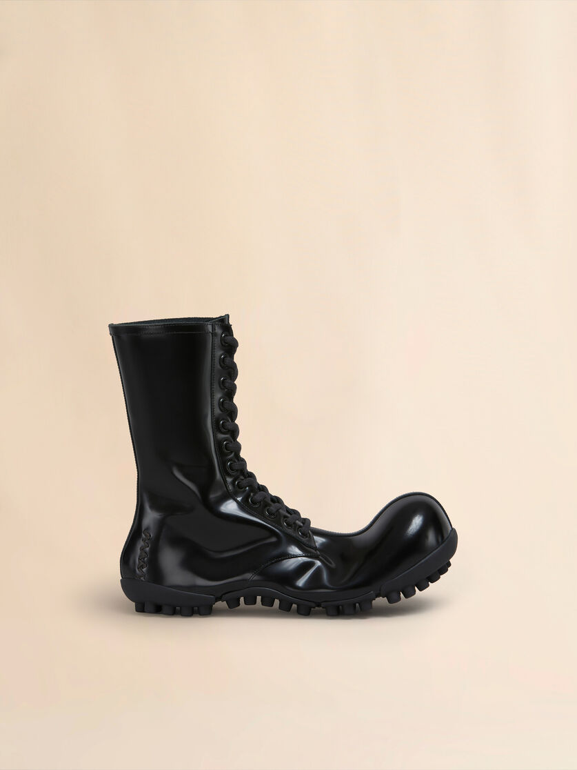 Schwarze Stiefel Wave aus Lackleder - Stiefel - Image 1