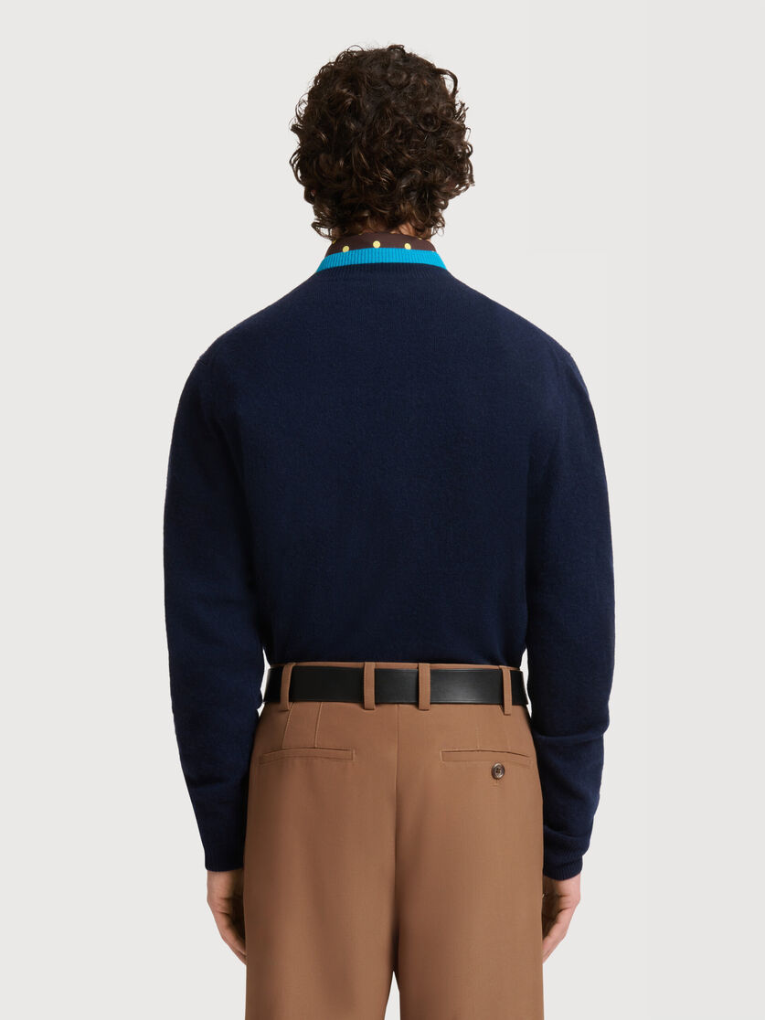Deep blue cashmere jumper with layered effect, Image 4
