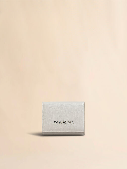 Grey leather trifold wallet with Marni Mending - Wallets