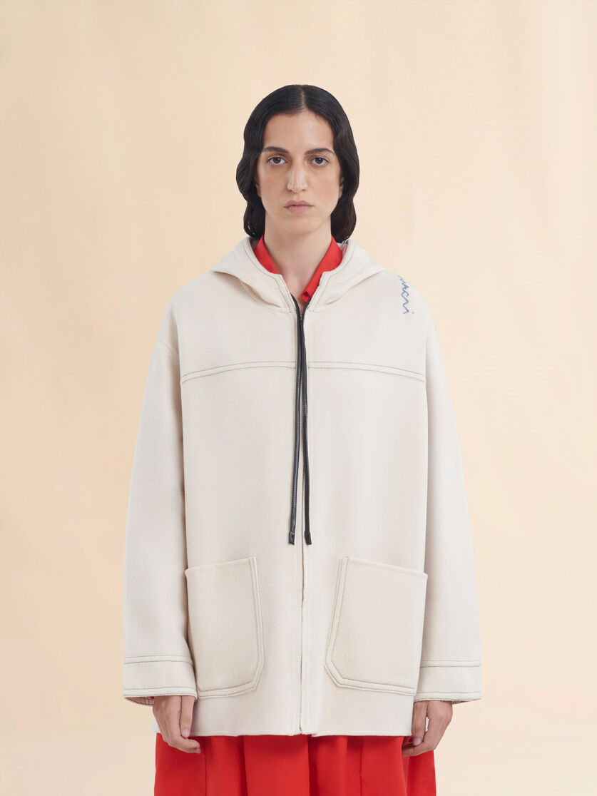 White cashmere wool hoodie with Marni Symbol - Jackets - Image 2