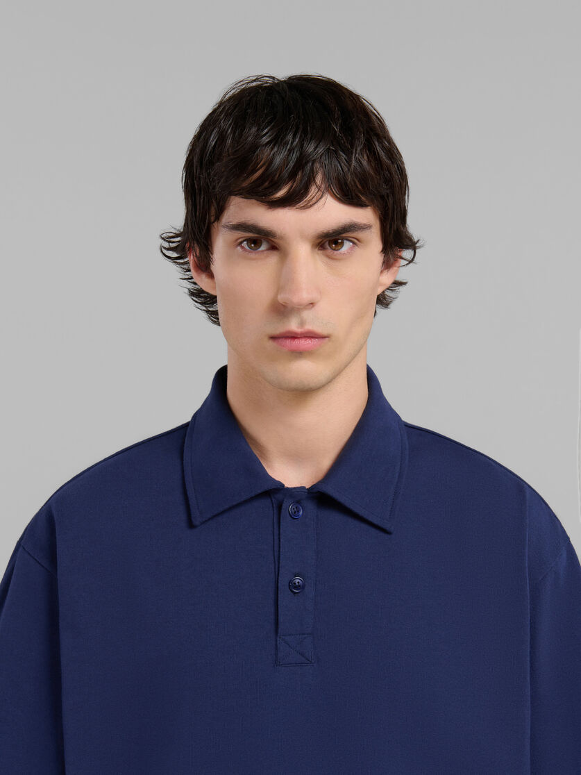 Blue organic cotton oversized polo shirt with Marni patches - Polos - Image 4