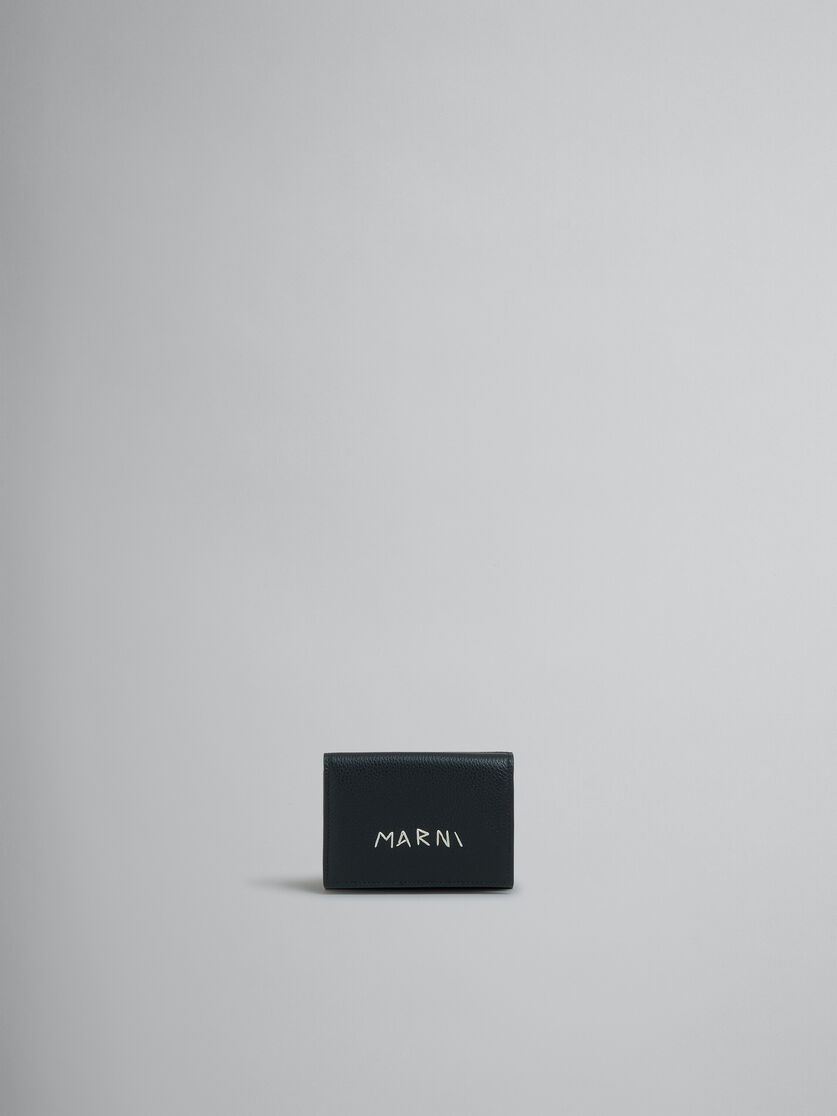 ブラック レザー メンディング 三つ折りウォレット - 財布 - Image 1
