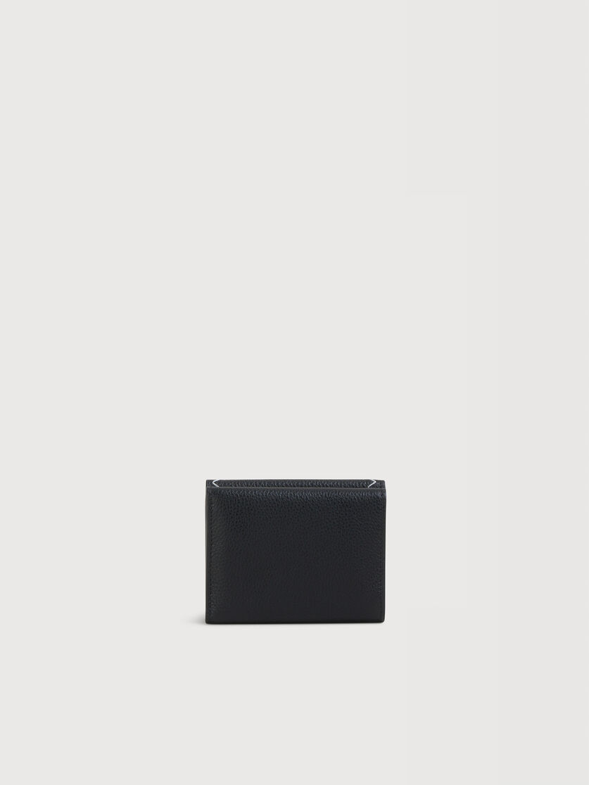 Black leather trifold wallet with Marni Symbol logo, Image 3
