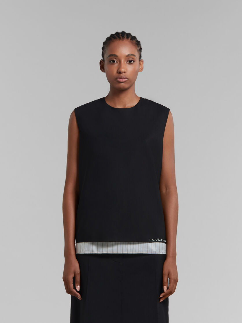 Top sin mangas de lana tropical negra con efecto remiendo Marni - Camisas - Image 2