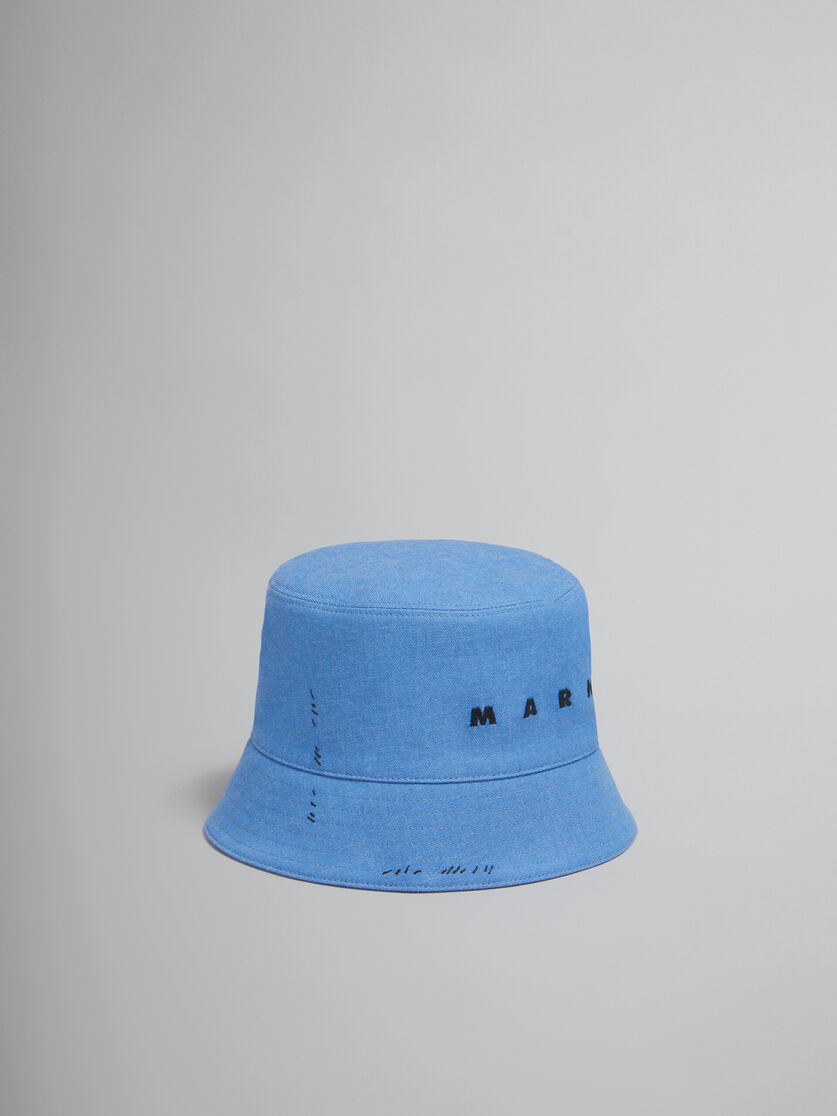 마르니 멘딩 장식 블루 데님 버킷 햇 - 모자 - Image 1