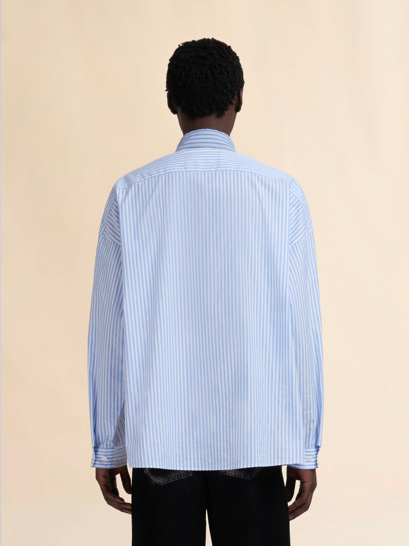 Light blue organic poplin shirt with mixed stripes - Shirts - Image 3